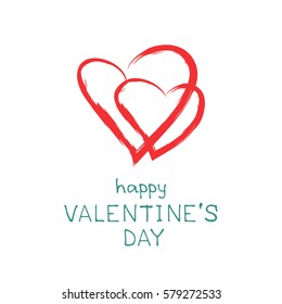 Two hearts isolated on white background. Valentine's Day vector illustration. Flat design. Design elements for greeting cards and etc.