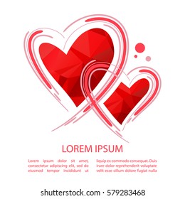 Two hearts isolated on white background. Valentine's Day vector illustration. Design element for greeting cards and etc.