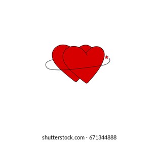 Two hearts isolated on white background red heart