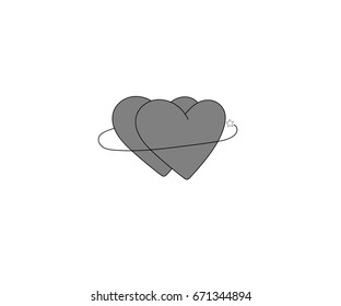 Two hearts isolated on white background