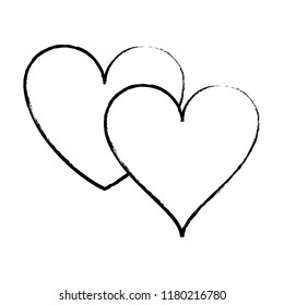 Two hearts isolated sketch