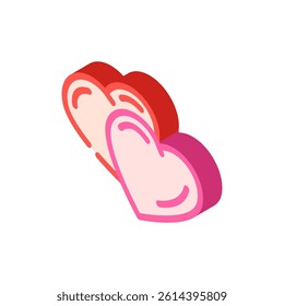 two hearts isometric icon vector. two hearts sign. isolated symbol illustration