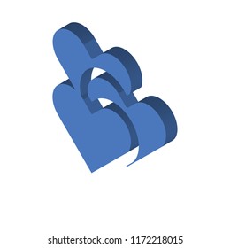 Two Hearts isometric left top view 3D icon