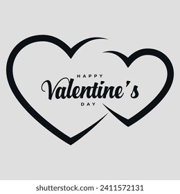 Two hearts joined together. Happy Valentine's Day.  Vector on a gray background