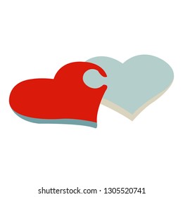 Two hearts joined together like puzzle pieces