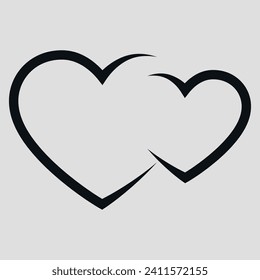 Two hearts joined together. Vector on a gray background