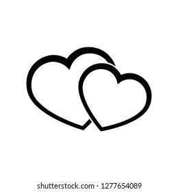 Two hearts line icon isolated on white background. Love symbol in flat style. Abstract hearts vector icon for web site design or button to mobile app.