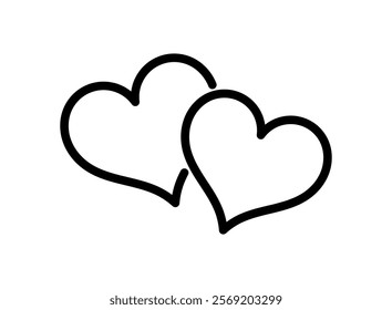 Two hearts line icon. Love symbol.  Vector illustration.