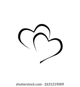 two hearts line illustration, two hearts line design isolated white background.