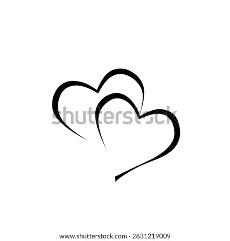 two hearts line illustration, two hearts line design isolated white background.