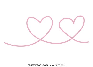 Two hearts in linear style. Valentine's Day holiday