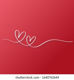 Two hearts in lines - hand drawn.