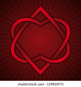 Two hearts linked vector symbol.