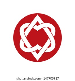 Two hearts linked vector symbol.