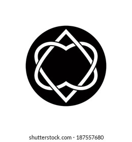 Two hearts linked vector symbol.