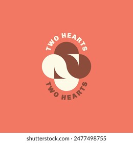 Plantilla de diseño de logotipo de dos corazones. Ilustración vectorial.