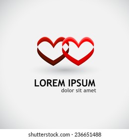two hearts logo. Vector 