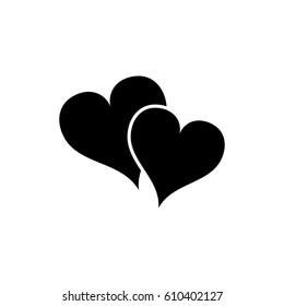 Two Hearts Love Icon. Flat Style Vector Illustration