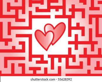 Two hearts in love labyrinth.