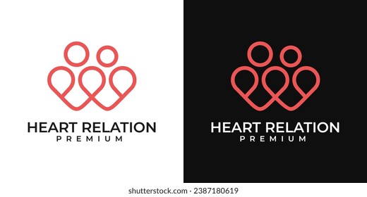 Zwei Hearts lieben Logo-Design. Couple Herzen Logo Linie Schlaganfall. Logo-Vorlage für verheiratete Paare, Vektor.