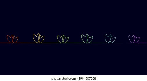 Two hearts love romantic single continuous line art. Heartbeat passion date relationship couple silhouette concept design one sketch outline drawing white vector illustration