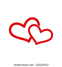 two hearts, love, vector icon, eps10