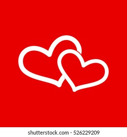 two hearts, love, vector icon, eps10