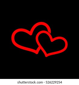 two hearts, love, vector icon, eps10