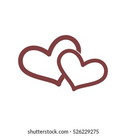 two hearts, love, vector icon, eps10