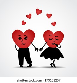 Two hearts in love. Vector illustration.