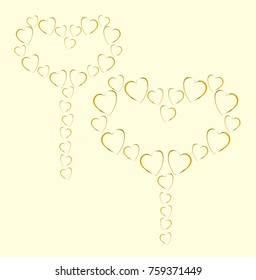 Two hearts of many gold hearts