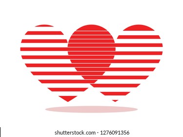 Two hearts merged into one. Symbol of love. Vector flat illustration.