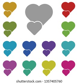 Two hearts multi color icon. Simple thin line, outline vector of valentines day icons for UI and UX, website or mobile application