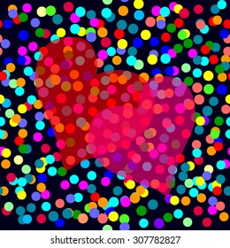 Two hearts in the night sky. Abstract vector festival background. Backgrounds & textures shop.