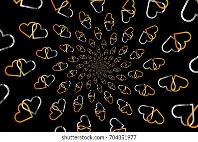 Two hearts on a black background - vector pattern,  happy valentines day,