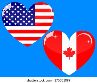 two hearts on a blue background