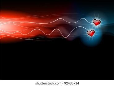 two hearts on the dark background