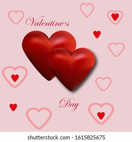 
two hearts on a pink background for valentines day