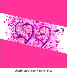 Two hearts on a pink background