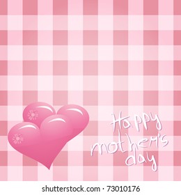 Two hearts on the pink square background