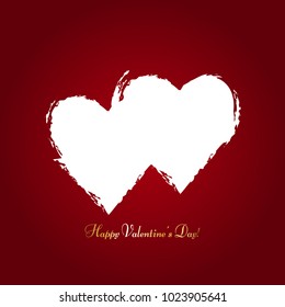 Two hearts on a red background. Happy Valentine's day!