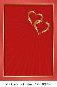 two hearts on red background