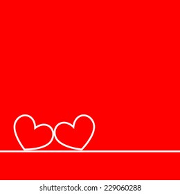 Two hearts on a red background. Vector illustration.