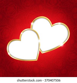 Two hearts on a red background for Valentine's day