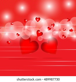 Two hearts on a red background