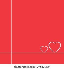 two hearts on the red background