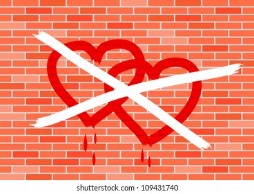 Two hearts on wall