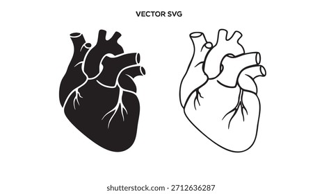 Two hearts, one black and one white, with the black one being the larger of the two