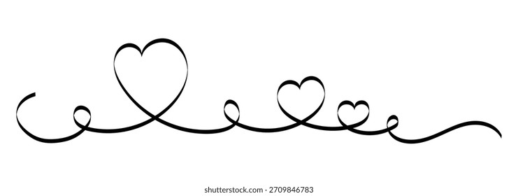 Dos corazones un dibujo de línea, continuo una línea corazón dibujo conjunto. Ilustración vectorial.