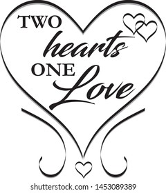 Two Hearts One Love Wedding Graphic